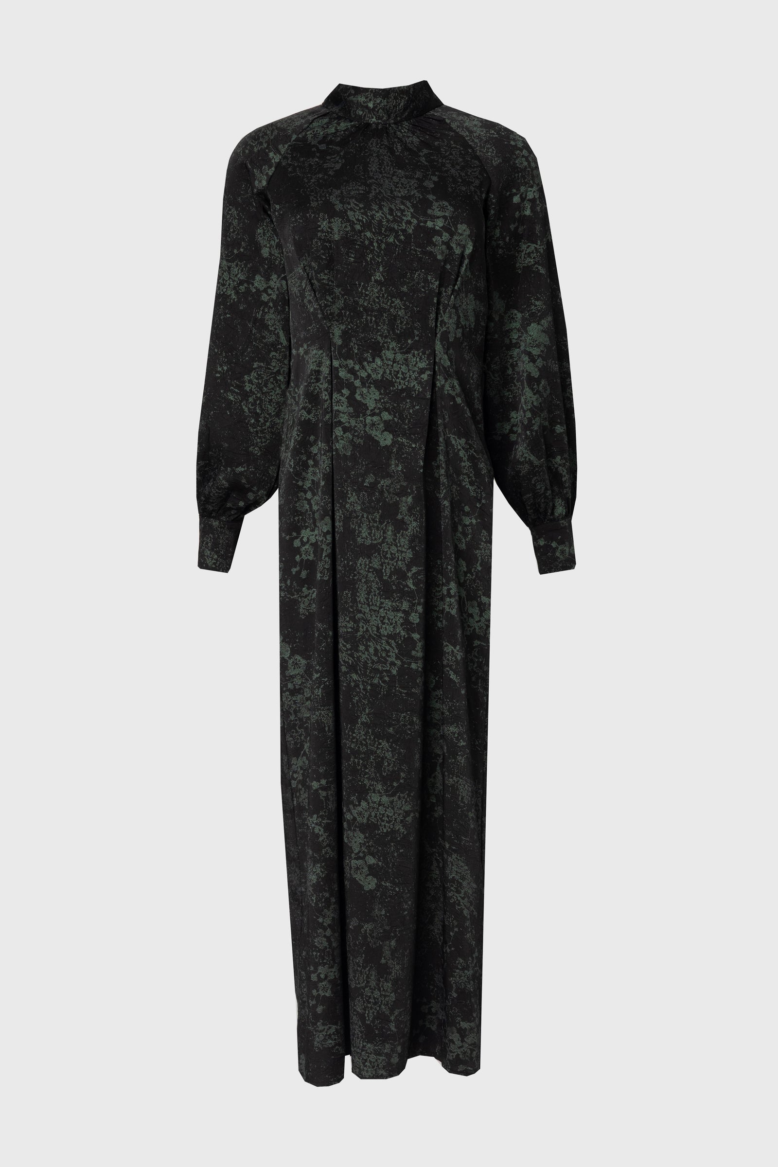 Black & Green Printed Tie Neck Dress BLANK Black & Green Printed Tie Neck Dress BLANK