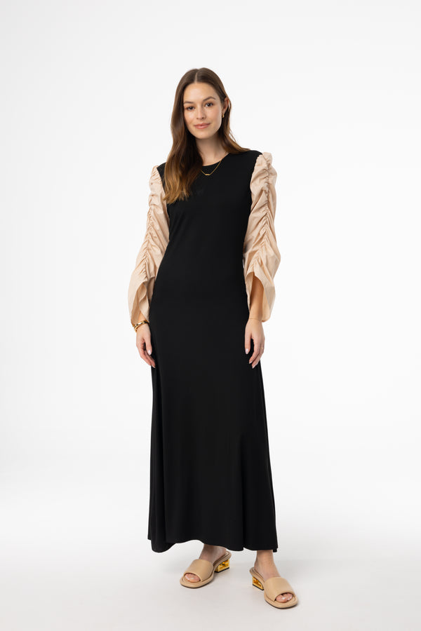 Black and Bone Colorblock Maxi Dress