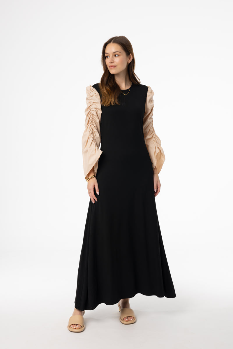 Black and Bone Colorblock Maxi Dress