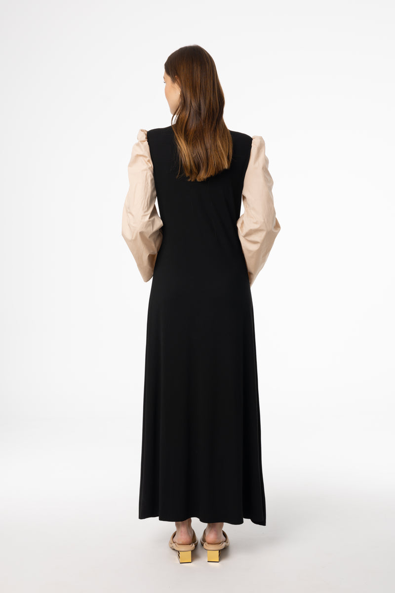 Black and Bone Colorblock Maxi Dress