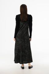 Black & Green Printed Slip Dress