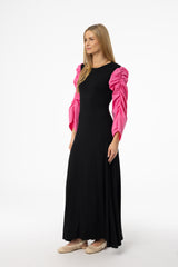 Black and Pink Colorblock Maxi Dress