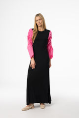 Black and Pink Colorblock Maxi Dress