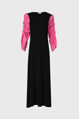 Black and Pink Colorblock Maxi Dress