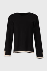Black Contrast Trim Knit Sweater