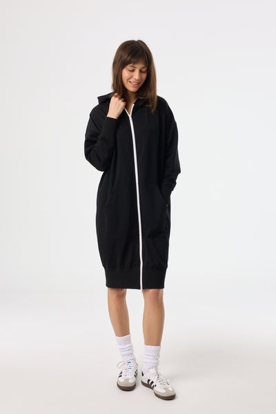 Black and White Zipper Sweatshirt Dress – BLANK