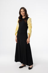 Black and Yellow Colorblock Maxi Dress