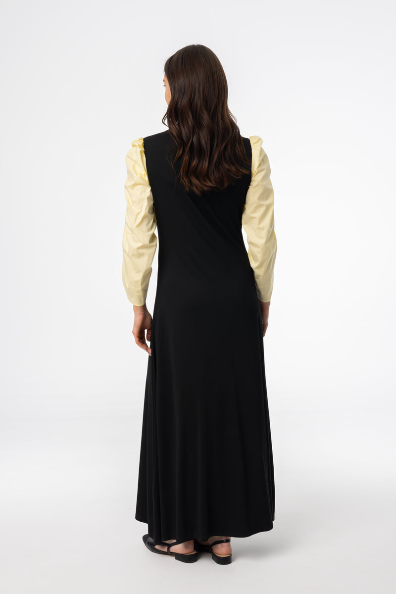 Black and Yellow Colorblock Maxi Dress BLANK Black and Yellow Colorblock Maxi Dress BLANK