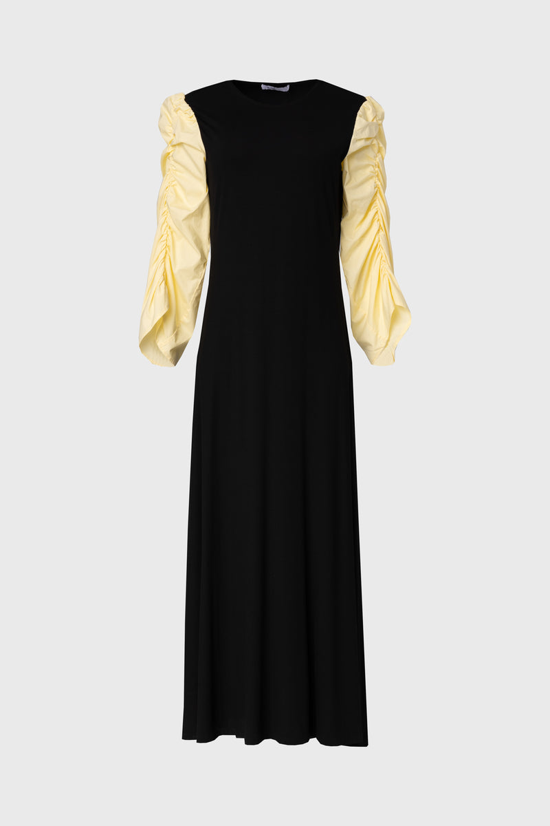 Black and Yellow Colorblock Maxi Dress