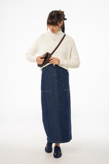 Blue Exposed Pocket Denim Skirt