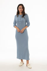 Blue 3/4 Sleeve Maxi Dress