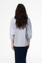 Blue Oversized Dolman 3/4 Sleeve T-Shirt