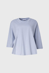 Blue Oversized Dolman 3/4 Sleeve T-Shirt