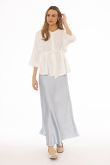 Blue A-Line Satin Effect Maxi Skirt
