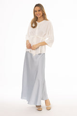 Blue A-Line Satin Effect Maxi Skirt