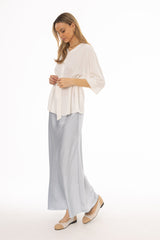 Blue A-Line Satin Effect Maxi Skirt