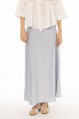 Blue A-Line Satin Effect Maxi Skirt