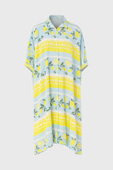 Blue And Yellow Oversized Shirt Dress