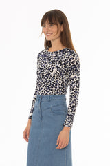 Blue Leopard Printed T-Shirt