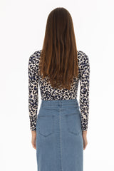 Blue Leopard Printed T-Shirt