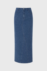 Blue Basic Detail Denim Skirt