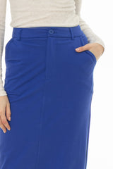 Blue Basic Stretch Cotton Maxi Skirt