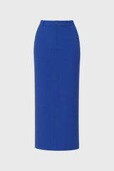 Blue Basic Stretch Cotton Maxi Skirt