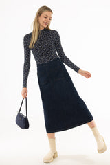 Blue Blossom Printed Mock Neck Top