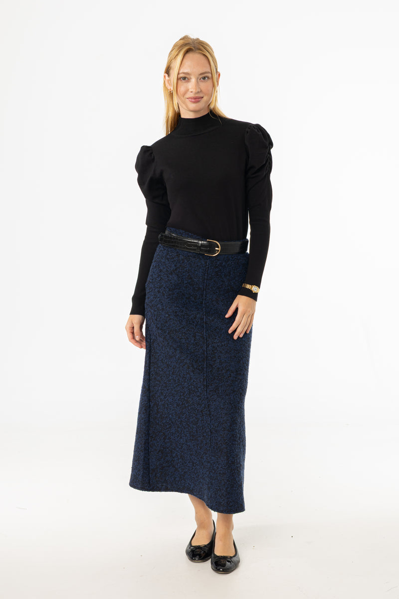 Blue Boucle Maxi Skirt
