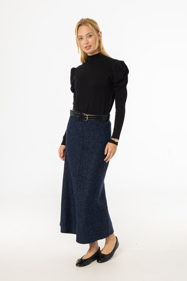 Blue Boucle Maxi Skirt