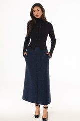 Blue Boucle Maxi Skirt