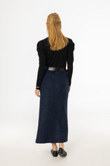 Blue Boucle Maxi Skirt