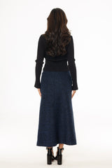 Blue Boucle Maxi Skirt