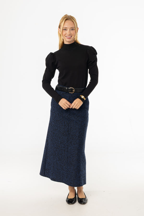 Blue Boucle Maxi Skirt