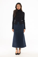 Blue Boucle Maxi Skirt