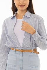 Blue Check Printed Blouse