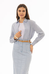 Blue Check Printed Blouse