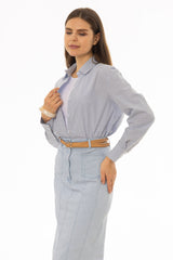Blue Check Printed Blouse