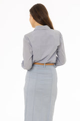 Blue Check Printed Blouse