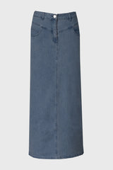 Blue Coin Pocket Denim Maxi Skirt