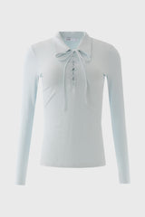 Light Blue Drawstring Polo T-Shirt