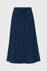 Blue Denim A-Line Maxi Skirt