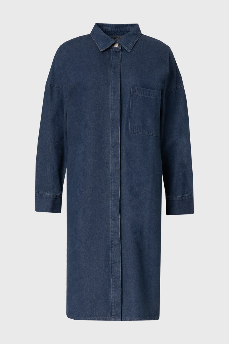 monki denim shirt dress Monki Denim Mini Shirt Dress in Blue