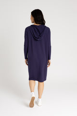 Navy Drawstring Hoodie Dress