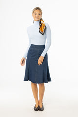 Blue Flared Denim Skirt