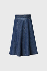 Blue Flared Denim Skirt