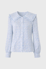Blue Floral Peter Pan Blouse