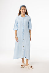 Blue Gauze Button Down Maxi