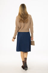 Blue Half Pleat Cargo Denim Skirt