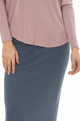Blue Herringbone Textured Skirt
